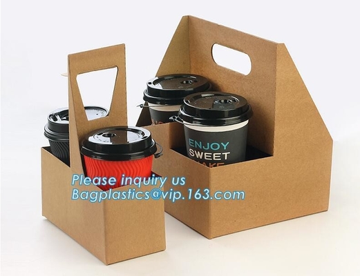 El papel disponible amistoso de Eco Kraft saca a portadores de la bebida de la taza de café de 2 paquetes los soportes de vaso de papel de 2 paquetes paquete del bagease