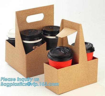El papel disponible amistoso de Eco Kraft saca a portadores de la bebida de la taza de café de 2 paquetes los soportes de vaso de papel de 2 paquetes paquete del bagease