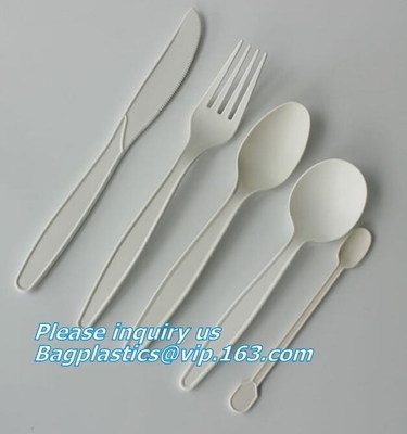 sistemas plásticos de los cubiertos del eco biodegradable del PLA de la maicena, trigo plástico Straw Reusable Camping Biodegr de los palillos de la bifurcación de la cuchara