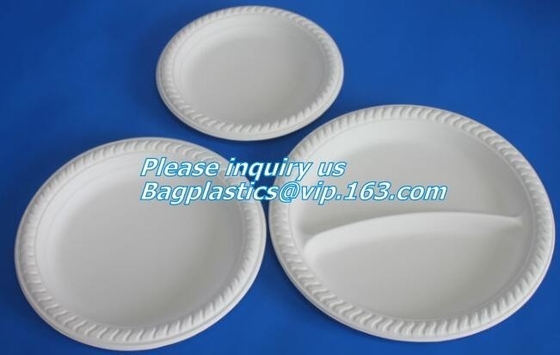 placas disponibles del eco de maíz del almidón del restaurante amistoso redondo de las placas, placa de ensalada biodegradable del producto seguro biodegradable