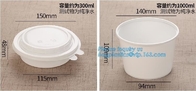 La aduana imprimió los cuencos de sopa calientes disponibles del PLA, taza de la sopa del papel de Kraft, cuenco disponible respetuoso del medio ambiente de la pulpa de la caña de azúcar del vajilla