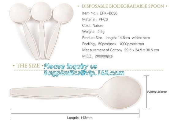 almidón de maíz biodegradable directo de la fábrica cuchara de postre de 5 pulgadas, cuchara biodegradable disponible pac del almidón de maíz de la categoría alimenticia