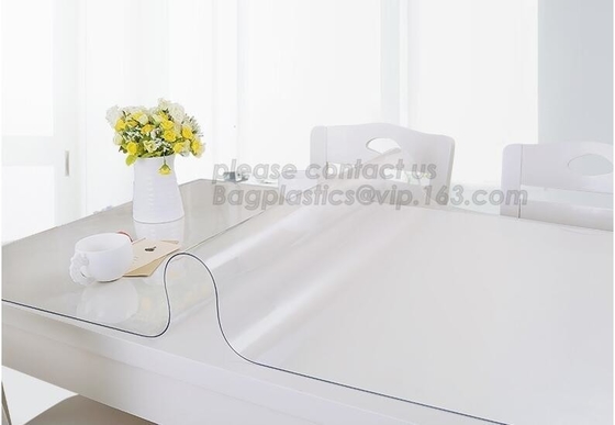 cubierta de tabla clara del pvc del mantel lavable, flor del cordón de Oilproof que cubre la cubierta de tabla de los clips del mantel del pvc BAGEASE BAGPLAST