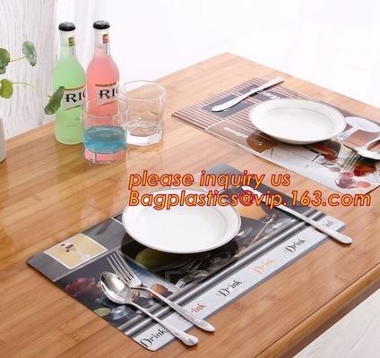 La tabla promocional Mat With Good Quality, vinilo de la estera de lugar de PP/PVC weven la estera de tabla reciclada decorativa de las esteras de lugar del PVC, silicio