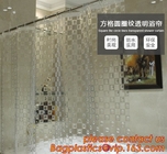 Cortina de ducha impresa cortina de encargo blanca de la prueba del molde y negra impermeable del baño del pvc del diseño del enrejado, Polye de alta calidad