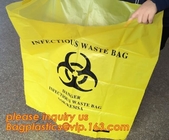 bolso auto-adhesivo de impresión amarillo de la basura del biohazard, garbag médico infeccioso amarillo del Biohazard de la bolsa de plástico de la eliminación de residuos