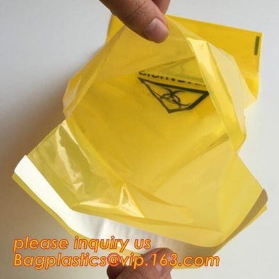 Bolso de basura del Biohazard para la basura del hospital, las bolsas de plástico inútiles médicas para la disposición clínica, HDPE del Biohazard biodegradable