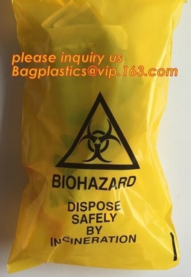 bolso biodegradable del biohazard, bolso inútil clínico del biohazard, bolsos de basura inútiles del cubo de la basura del Biohazard médico del trazador de líneas para Hosp