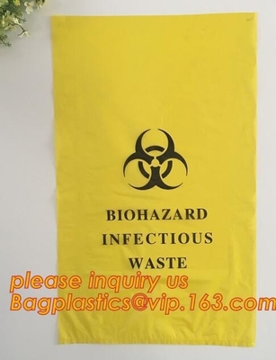 bolso biodegradable del biohazard, bolso inútil clínico del biohazard, bolsos de basura inútiles del cubo de la basura del Biohazard médico del trazador de líneas para Hosp