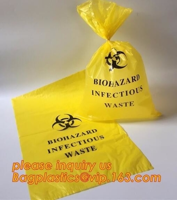 bolso biodegradable del biohazard, bolso inútil clínico del biohazard, bolsos de basura inútiles del cubo de la basura del Biohazard médico del trazador de líneas para Hosp