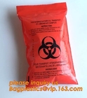 Bolso de basura inútil del Biohazard, bolso de basura amarillo del amianto de la bolsa de plástico de los desechos peligrosos, bolso de la cremallera del biohazard, bagease, pac