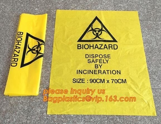 bolsos de basura médicos rojos resistentes de la basura del biohazard, bolsos de basura respetuosos del medio ambiente del biohazard del PE, biohazard resistente infectar