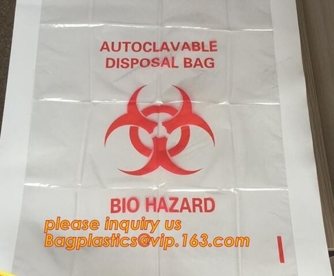 bolsos de basura médicos rojos resistentes de la basura del biohazard, bolsos de basura respetuosos del medio ambiente del biohazard del PE, biohazard resistente infectar