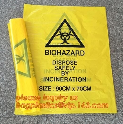 bolsos de basura médicos rojos resistentes de la basura del biohazard, bolsos de basura respetuosos del medio ambiente del biohazard del PE, biohazard resistente infectar