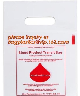BOLSOS de la SANGRE, BOLSOS de la GIP de la SANGRE, BOLSOS de la CREMALLERA de la MANIJA de la SANGRE, la bolsa de plástico médica de la basura del Biohazard, BAGPLASTICS, BAGEASE, PAC, PAK