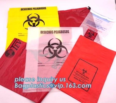 Bolsos aptos para el autoclave del Biohazard del bolso del espécimen del Biohazard, bolso modificado para requisitos particulares de la autoclave, bio apto para el autoclave de la película Estupendo-gruesa de gran tamaño