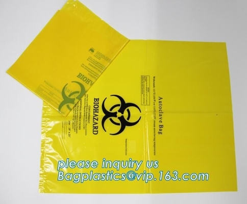Bolsos aptos para el autoclave del Biohazard del bolso del espécimen del Biohazard, bolso modificado para requisitos particulares de la autoclave, bio apto para el autoclave de la película Estupendo-gruesa de gran tamaño