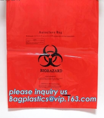 Bolsos aptos para el autoclave del Biohazard del bolso del espécimen del Biohazard, bolso modificado para requisitos particulares de la autoclave, bio apto para el autoclave de la película Estupendo-gruesa de gran tamaño