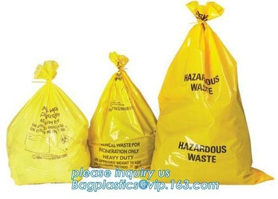 Bolso inútil clínico, sacos resistentes, bolso del eco del biohazard del PE, bolso disponible del laboratorio del PE/bolso inútil médico/bolso del Biohazard en rol