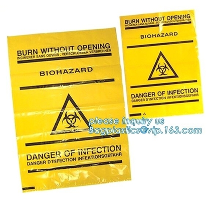 Bolso inútil clínico, sacos resistentes, bolso del eco del biohazard del PE, bolso disponible del laboratorio del PE/bolso inútil médico/bolso del Biohazard en rol