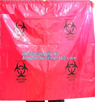 Bolso modificado para requisitos particulares de la basura del Biohazard, las bolsas de plástico médicas aptas para el autoclave de la basura del biohazard del ldpe, bolsos de la eliminación de residuos del Biohazard, H
