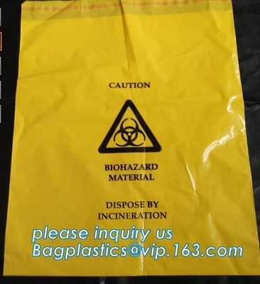 Bolso modificado para requisitos particulares de la basura del Biohazard, las bolsas de plástico médicas aptas para el autoclave de la basura del biohazard del ldpe, bolsos de la eliminación de residuos del Biohazard, H