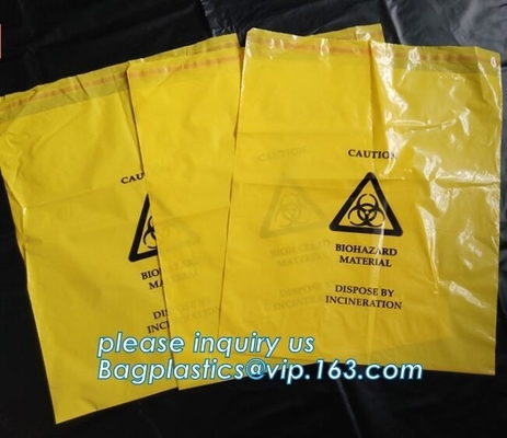 Bolso modificado para requisitos particulares de la basura del Biohazard, las bolsas de plástico médicas aptas para el autoclave de la basura del biohazard del ldpe, bolsos de la eliminación de residuos del Biohazard, H