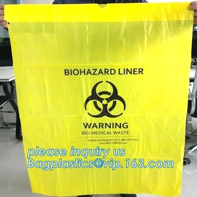 Los bolsos inútiles de lino infecciosos de los bolsos plásticos disponibles del biohazard, basura amarilla del Biohazard empaquetan el bolso médico del transporte del espécimen