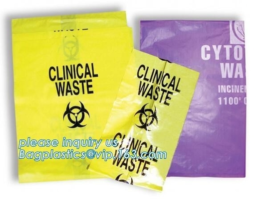 Bolsos inútiles clínicos, bolsos intermedios clínicos, bolsos diposal de la basura clínica del biohazard, bolsos biológicamentes peligroso aptos para el autoclave, intermedios