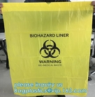 Bolsos de basura plásticos modificados para requisitos particulares de la camiseta del HDPE para el bolso inútil médico del biohazard amarillo médico de la disposición, bagplastics, bagpa