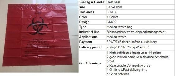 Bolso de la cinta de Adhensive, bagsYellow del sello del uno mismo/bolso del biohazard rojo/negro/trazador de líneas inútiles infecciosos/médicos con la cuerda/el lazo