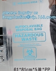 bolso plástico claro del biohazard de la basura del cierre de tira del algodón del LDPE de 60 micrones, plano abonable impreso aduana en bolso de basura del rollo