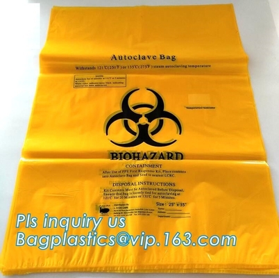 Bolso inútil de los desperdicios del plástico de la basura del bio Biohazard degradable del hospital para la basura, basura médica biodegradable B del Biohazard