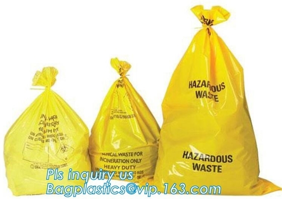 Bolsos plásticos de la autoclave del LDPE del lazo del biohazard de las fuentes médicas médicas biodegradables de la eliminación de residuos, bagease, pac, sa