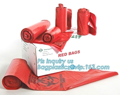 30 galones 33&quot; X 40&quot; bolso inútil infeccioso del aislamiento rojo/micrones de alta densidad del bolso del Biohazard 17 - 250/caso, bagease