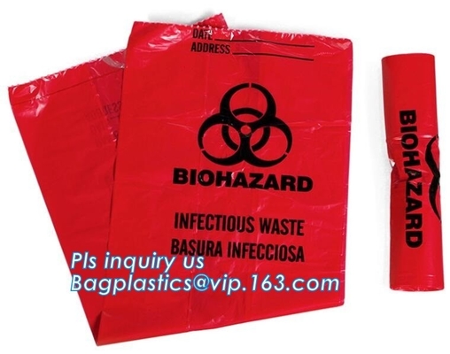 30 galones 33&quot; X 40&quot; bolso inútil infeccioso del aislamiento rojo/micrones de alta densidad del bolso del Biohazard 17 - 250/caso, bagease