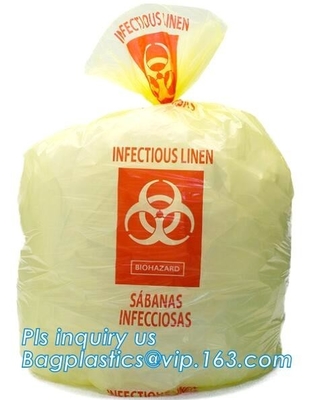 La basura clínica empaqueta (amarillo), los sacos resistentes, el 17in los x 25in (X.25), bolso popular del eco del biohazard de PE/PP, bolso de basura, plástico