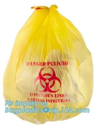 La basura clínica empaqueta (amarillo), los sacos resistentes, el 17in los x 25in (X.25), bolso popular del eco del biohazard de PE/PP, bolso de basura, plástico