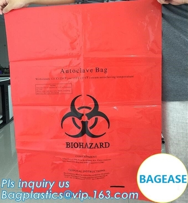 Bolso inútil médico modificado para requisitos particulares del drawtape del bolso de lazo del biohazard del color, bolsos inútiles médicos del biohazard para la basura clínica, YE