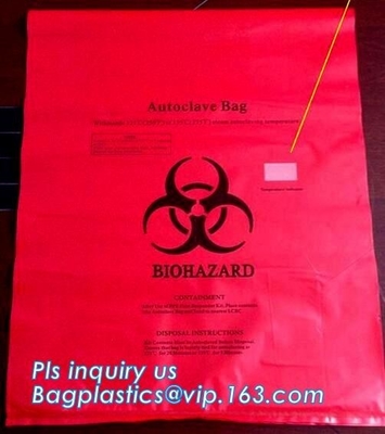 Bolso inútil médico modificado para requisitos particulares del drawtape del bolso de lazo del biohazard del color, bolsos inútiles médicos del biohazard para la basura clínica, YE