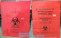 los bolsos médicos plásticos disponibles del color rojo del biohazard, Biohazard de la autoclave empaquetan las bolsas de plástico disponibles médicas, bagease