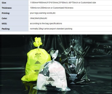 El bolso que embala del PE para las fibras de amianto, amianto más grueso de gran tamaño del LDPE quita los bolsos, bolsos grandes de la eliminación de desechos del amianto, pac
