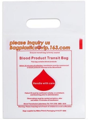 La basura apta para el autoclave del Biohazard de la sangre empaqueta la bolsa de la cremallera para el espécimen médico