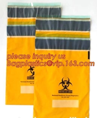Bolsos aptos para el autoclave del Biohazard del escudo, bolsos de la basura del Biohazard con el espécimen médico del bolsillo