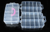 Caja de almacenamiento clara plástica ajustable de 15 compartimientos para el envase de la herramienta del pendiente de la joyería, caja de almacenamiento plástica del odorlessness