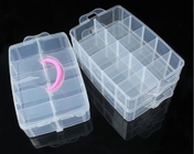 Caja de almacenamiento clara plástica ajustable de 15 compartimientos para el envase de la herramienta del pendiente de la joyería, caja de almacenamiento plástica del odorlessness