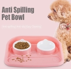 No la alimentación plástica del resbalón no sirve ningún perro casero Cat Double Food Water Bowl del derramamiento para Cat Dog, comida colorida superior del agua del perro