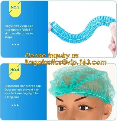 CASQUILLO disponible de LUNES, CASQUILLO del CLIP, CASQUILLO BOUFFANT, casquillos principales quirúrgicos disponibles médicos, toca no tejida, CASQUILLO neto de la ENFERMERA de pelo, MED