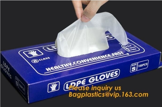La limpieza plástica disponible de los guantes del polietileno PE prepara la comida, DOS GUANTES ESTÉRIL del FINGER EN EL POLIETILENO, pequeño embalaje PE