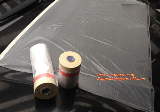 La película grabada HDPE del enmascarado de la pintura, película plástica que enmascara con la cinta, película plástica que enmascara con la cinta en el dispensador, Washi graba